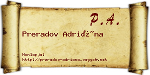 Preradov Adriána névjegykártya